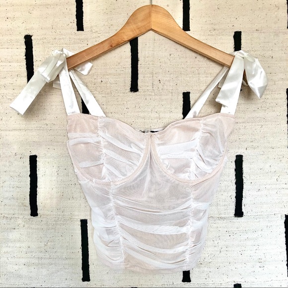 Forever 21 Tops - Forever 21 Mesh Ruched Bustier Corset Tank Top